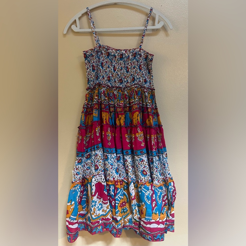 Chaudry KC Boho Smocked Elephant Print Dress‎